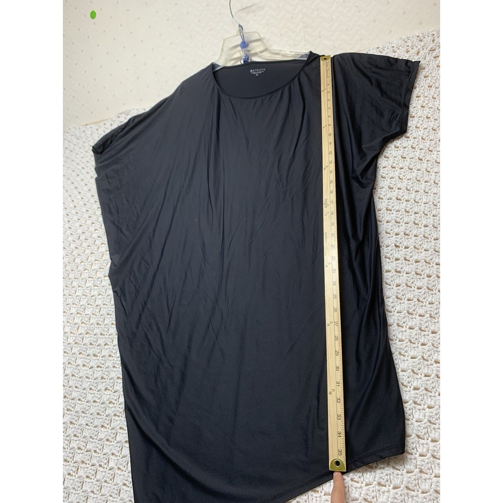 Athleta Sunlover Hilo Dress Women's XL Black Asymmetrical UPF 50 Short Sleeve - Picture 6 of 11